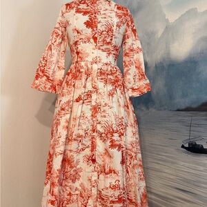 Maxi Linen Dress, Button Design, French Vintage.#113